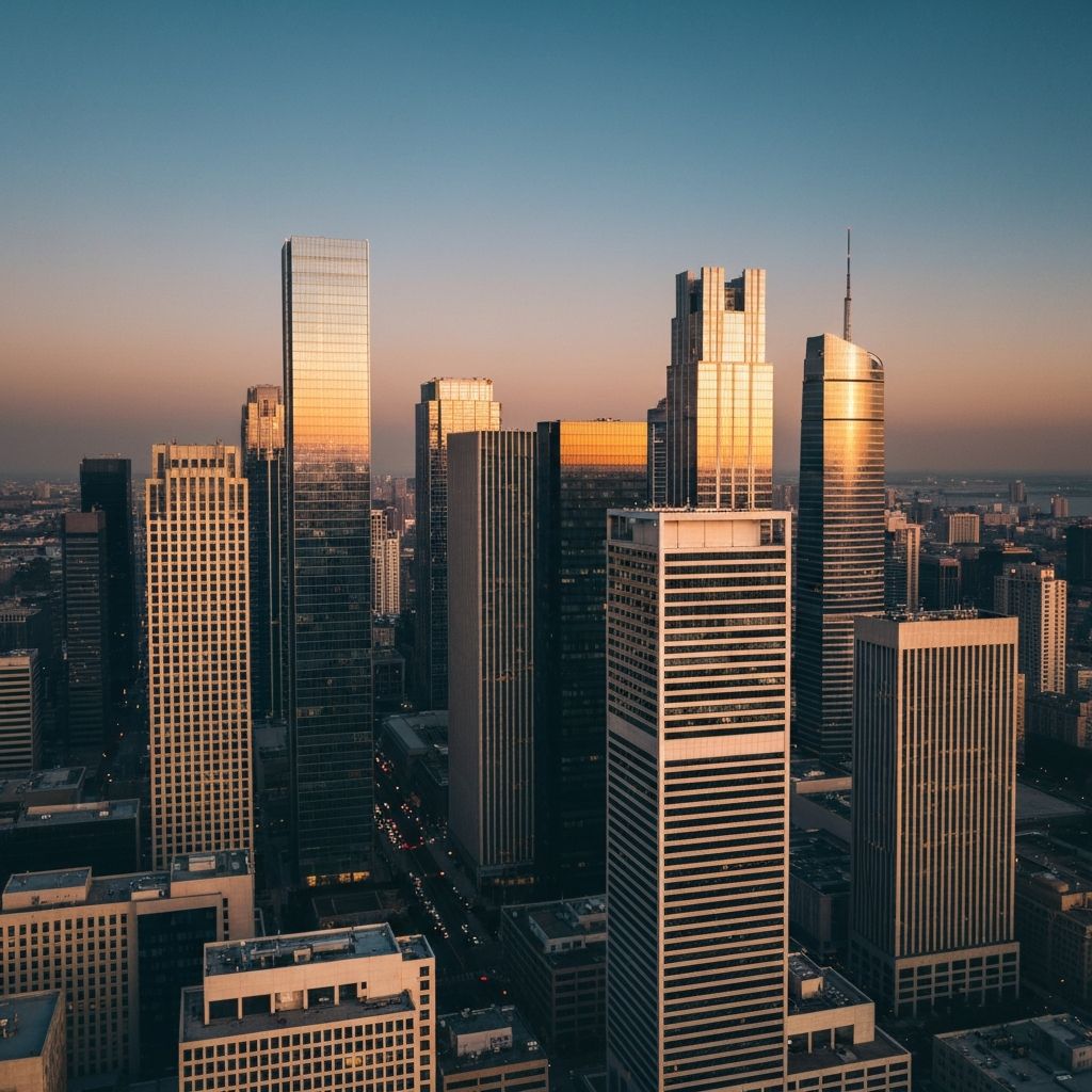 Premium city skyline at golden hour